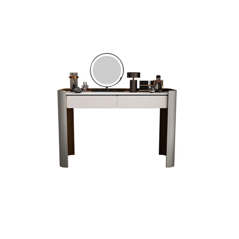 Contemporary with Drawer Lighted Mirror Gray Leather Bedroom Dressing Table