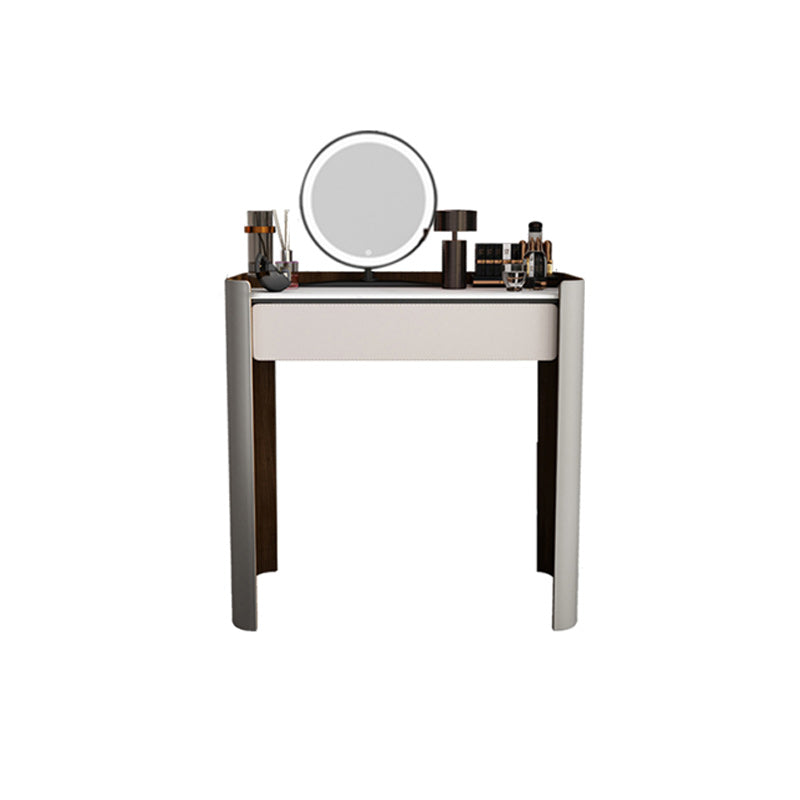 Contemporary with Drawer Lighted Mirror Gray Leather Bedroom Dressing Table