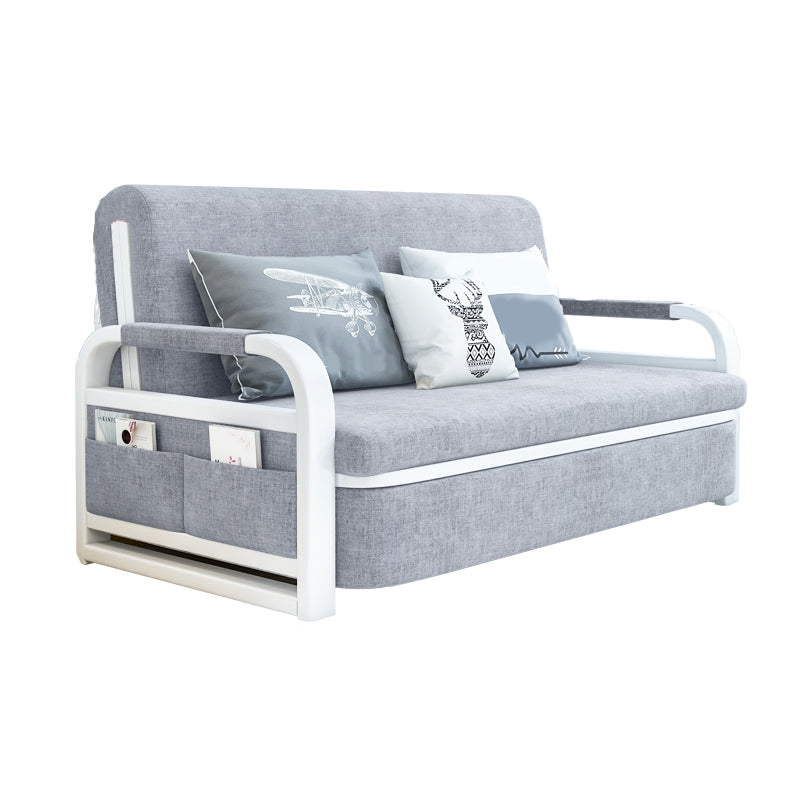 Foldable Linen Sleeper Sofa with Storage 30.7" Wide Gray Contemporary