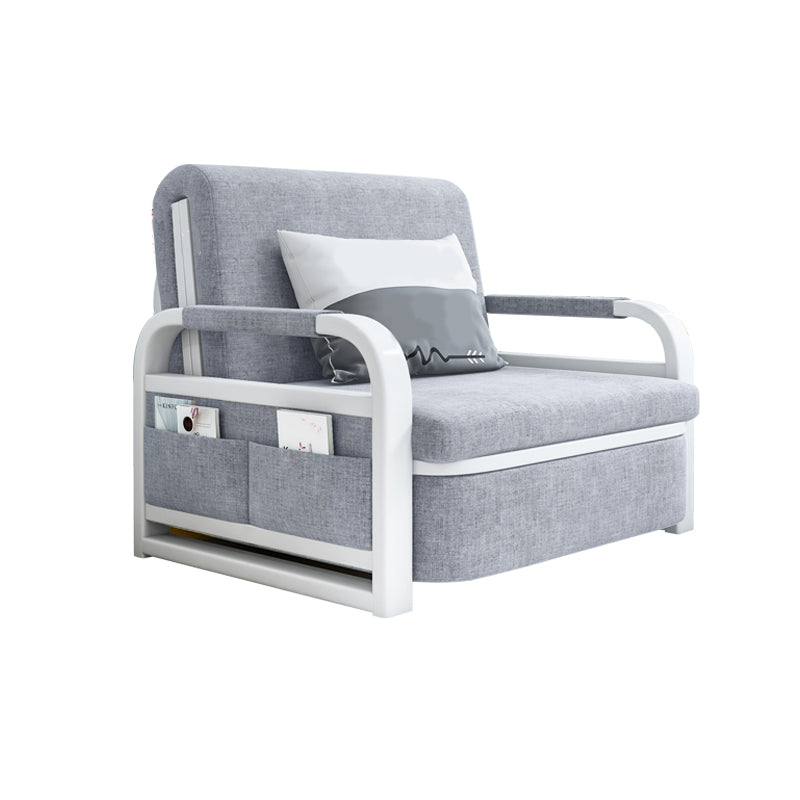 Foldable Linen Sleeper Sofa with Storage 30.7" Wide Gray Contemporary