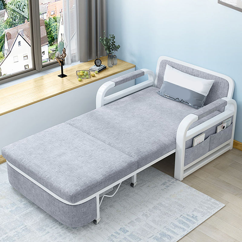 Foldable Linen Sleeper Sofa with Storage 30.7" Wide Gray Contemporary