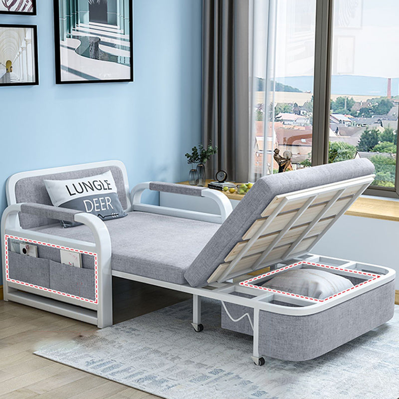 Foldable Linen Sleeper Sofa with Storage 30.7" Wide Gray Contemporary