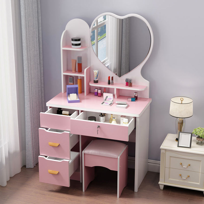 Traditions with Drawer Bedroom Mirror Wooden With Stool Make-up Vanity