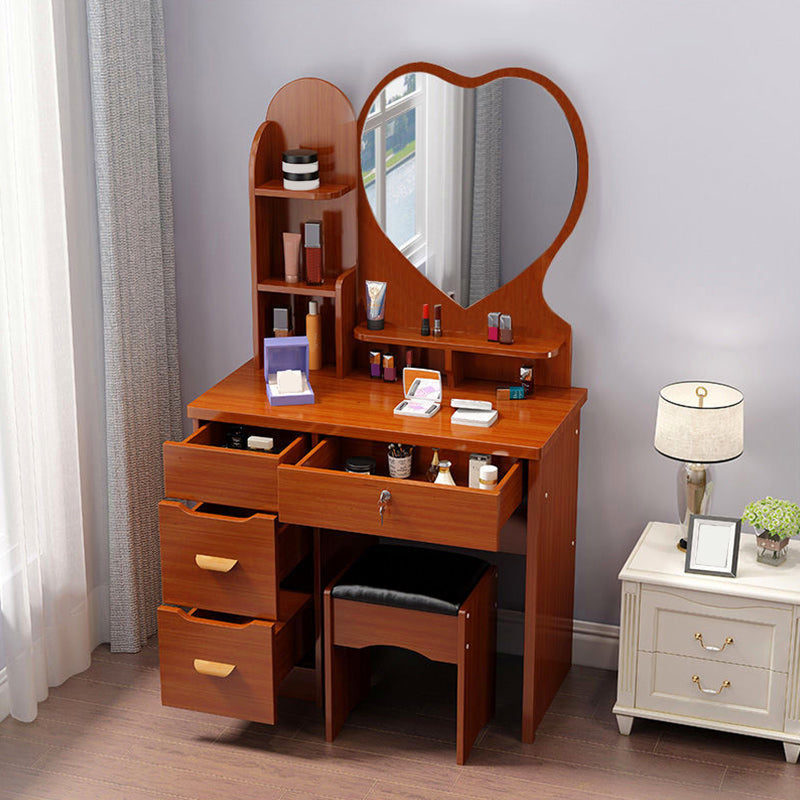 Traditions with Drawer Bedroom Mirror Wooden With Stool Make-up Vanity