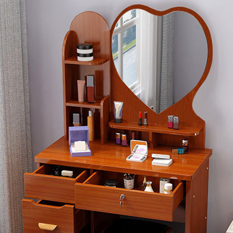 Traditions with Drawer Bedroom Mirror Wooden With Stool Make-up Vanity