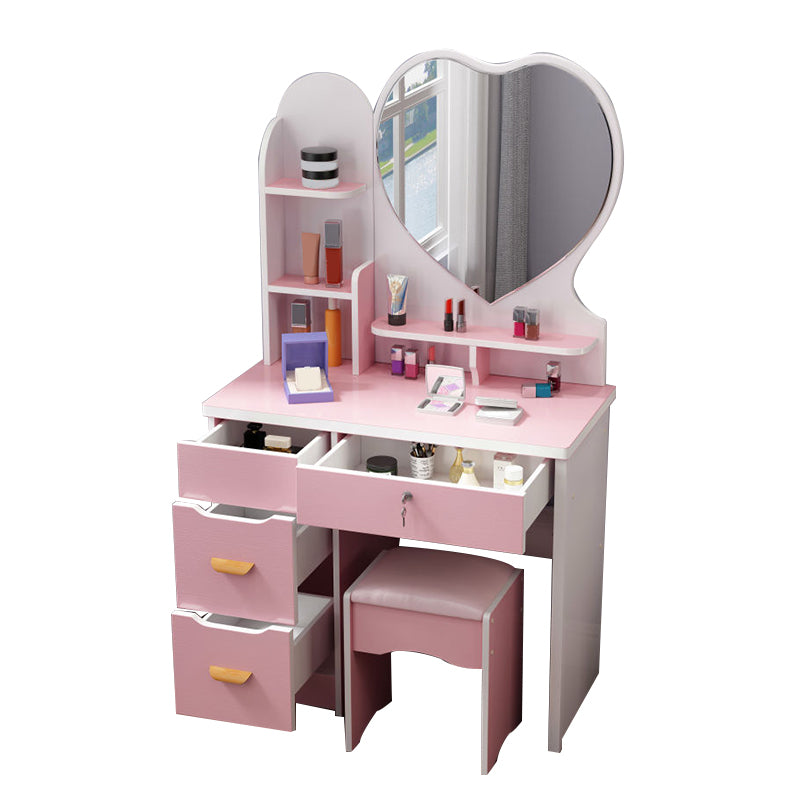 Traditions with Drawer Bedroom Mirror Wooden With Stool Make-up Vanity