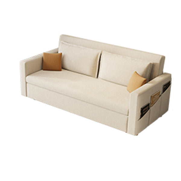 34.64" High Sofa Bed with Upholstered Foldable Linen Contemporary White