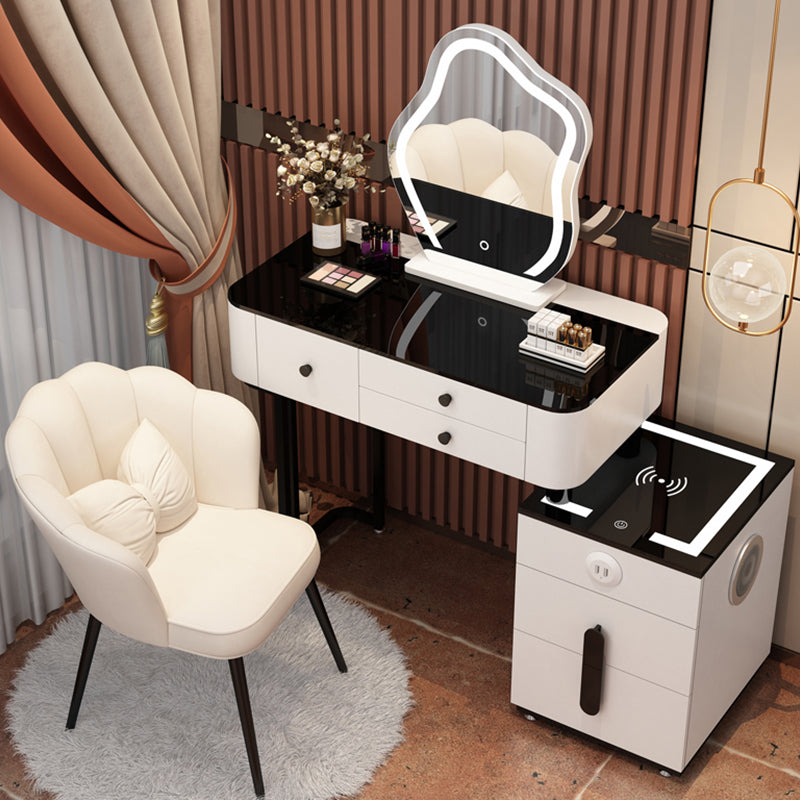 Glass Modern Lighted Mirror Bedroom with Drawer Vanity Dressing Table