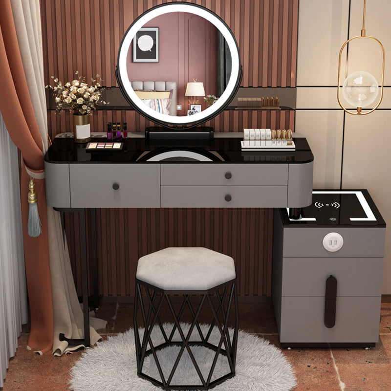 Glass Modern Lighted Mirror Bedroom with Drawer Vanity Dressing Table