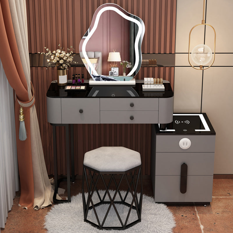 Glass Modern Lighted Mirror Bedroom with Drawer Vanity Dressing Table