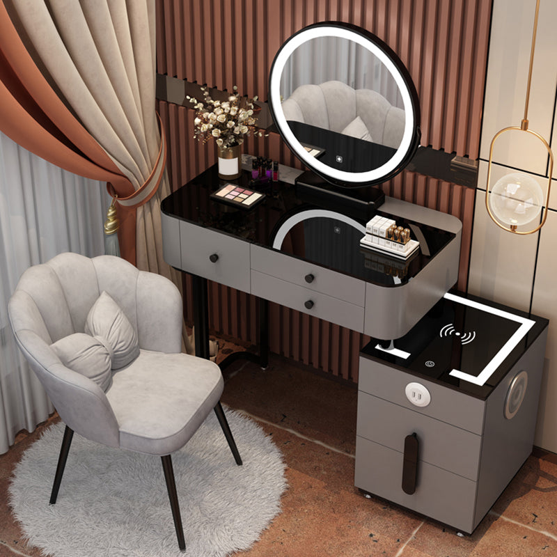 Glass Modern Lighted Mirror Bedroom with Drawer Vanity Dressing Table