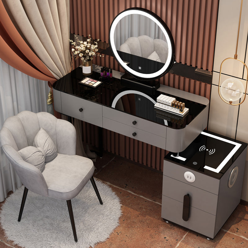 Glass Modern Lighted Mirror Bedroom with Drawer Vanity Dressing Table