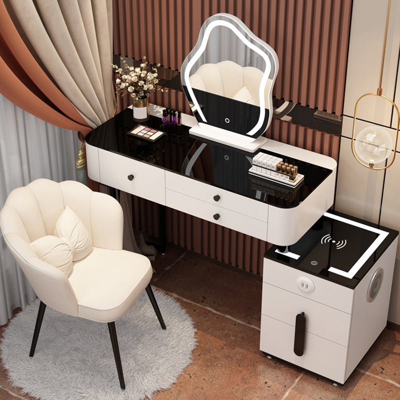 Glass Modern Lighted Mirror Bedroom with Drawer Vanity Dressing Table