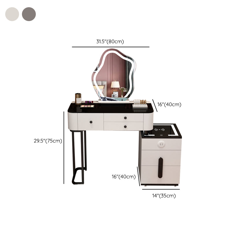 Glass Modern Lighted Mirror Bedroom with Drawer Vanity Dressing Table