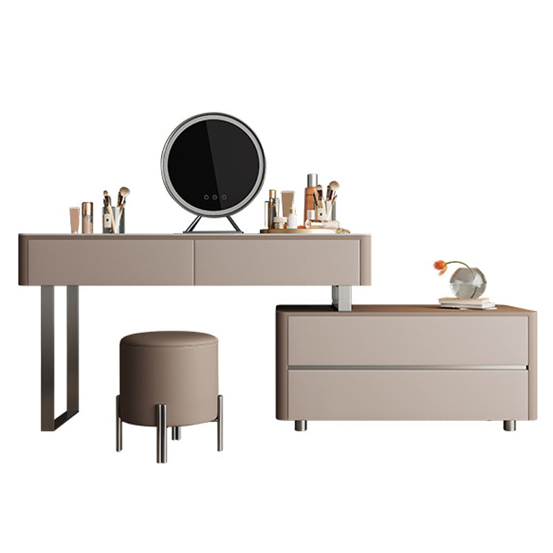 Glam with Drawer Lighted Mirror Bedroom Leather Dressing Table