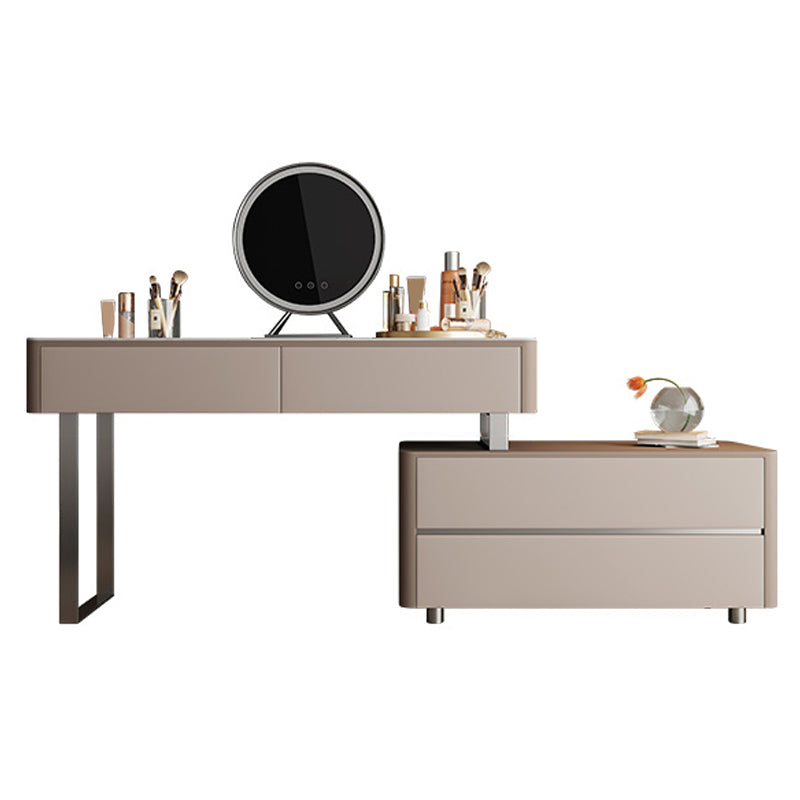 Glam with Drawer Lighted Mirror Bedroom Leather Dressing Table