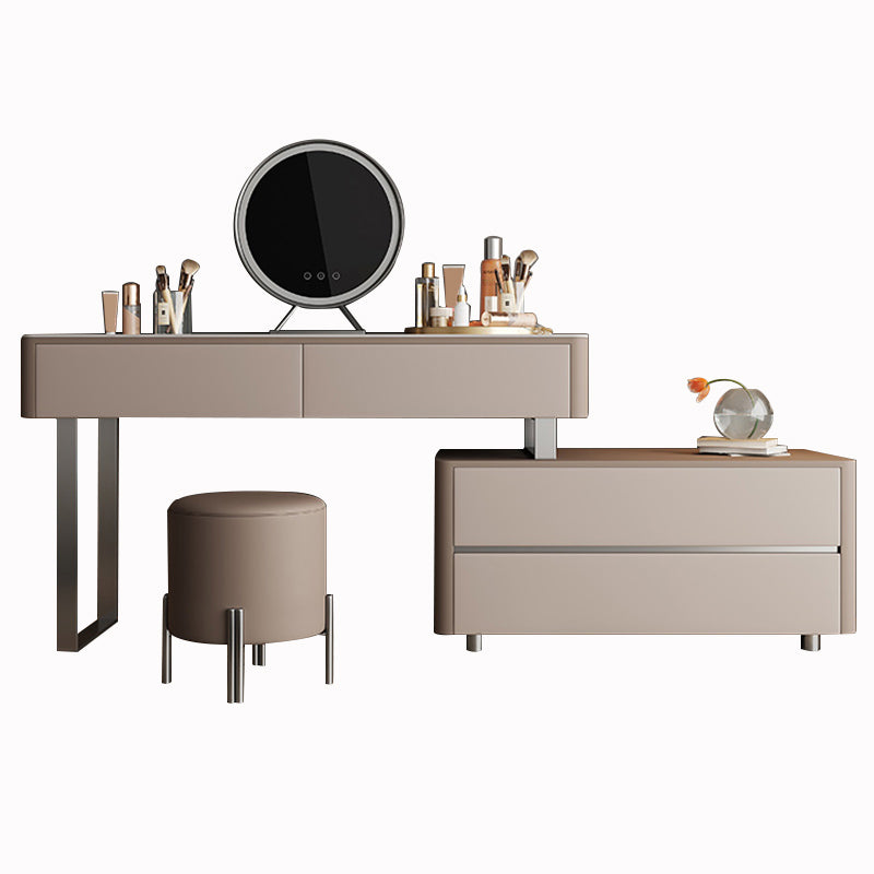 Glam with Drawer Lighted Mirror Bedroom Leather Dressing Table