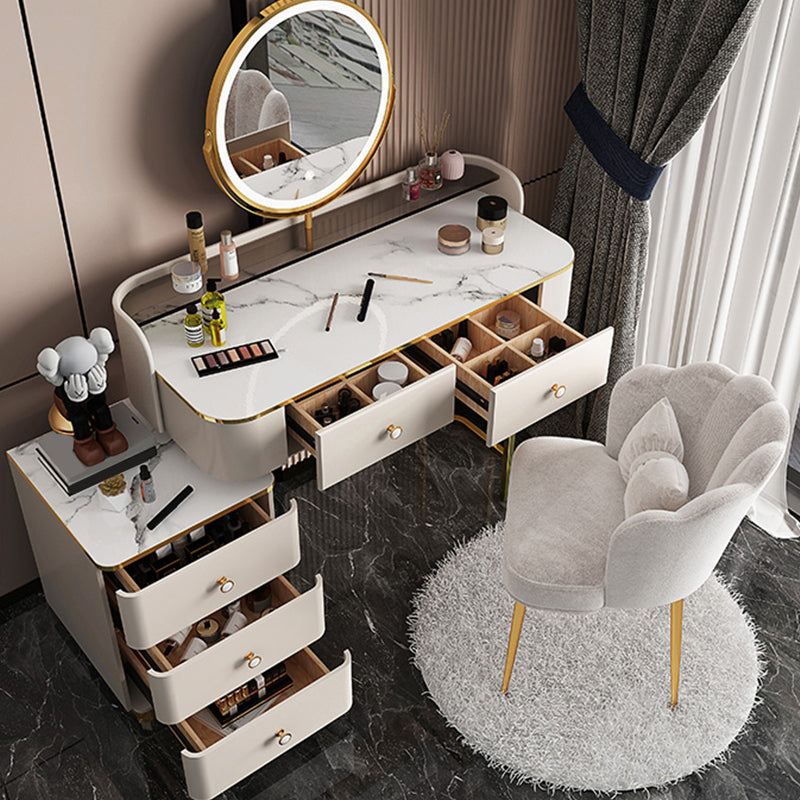 Glam Wooden With Drawer Bedroom Lighted Mirror Make-up Vanity