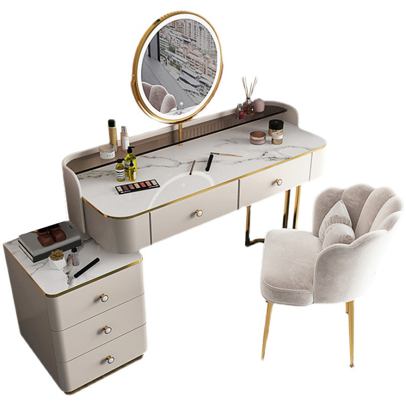 Glam Wooden With Drawer Bedroom Lighted Mirror Make-up Vanity