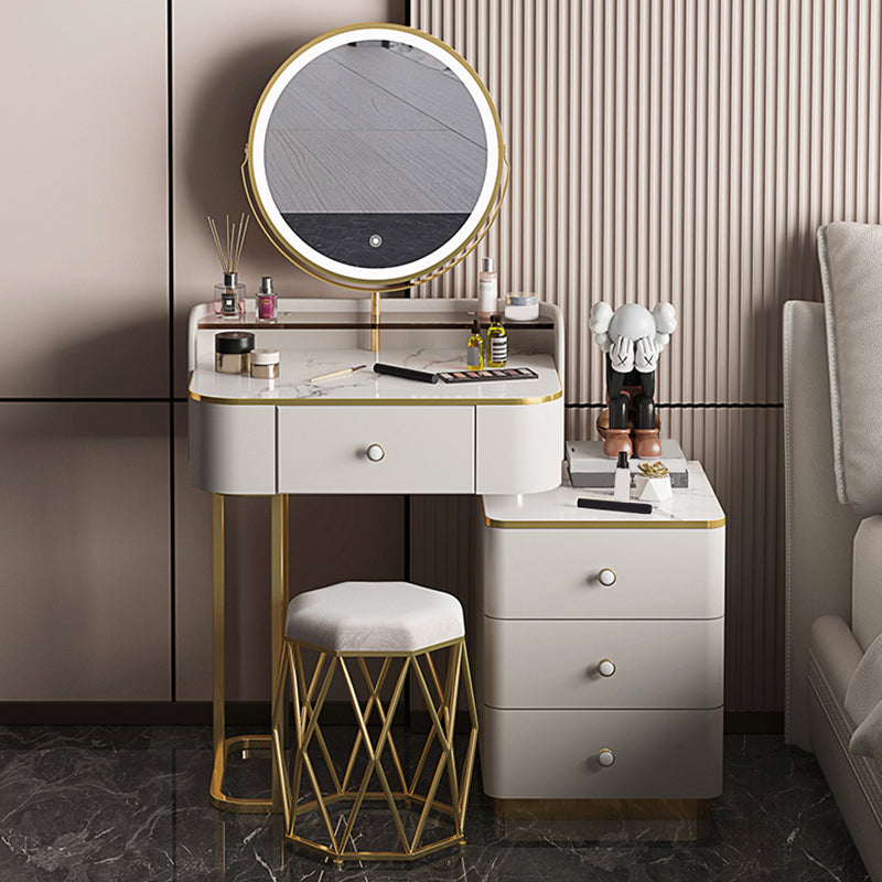 Glam Wooden With Drawer Bedroom Lighted Mirror Make-up Vanity