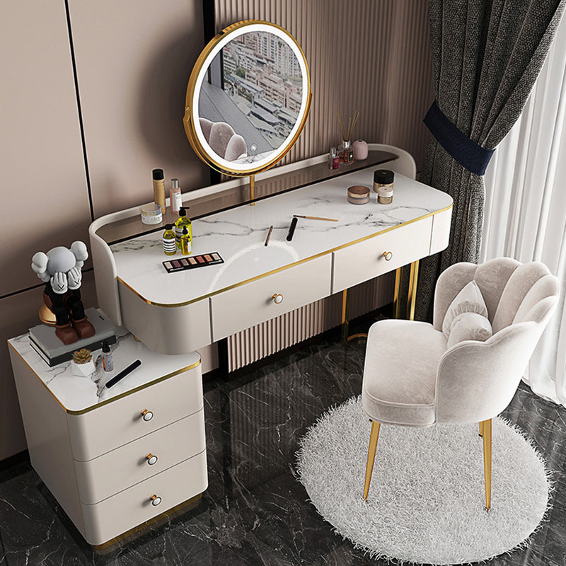 Glam Wooden With Drawer Bedroom Lighted Mirror Make-up Vanity