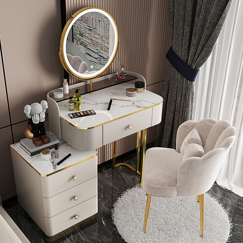 Glam Wooden With Drawer Bedroom Lighted Mirror Make-up Vanity