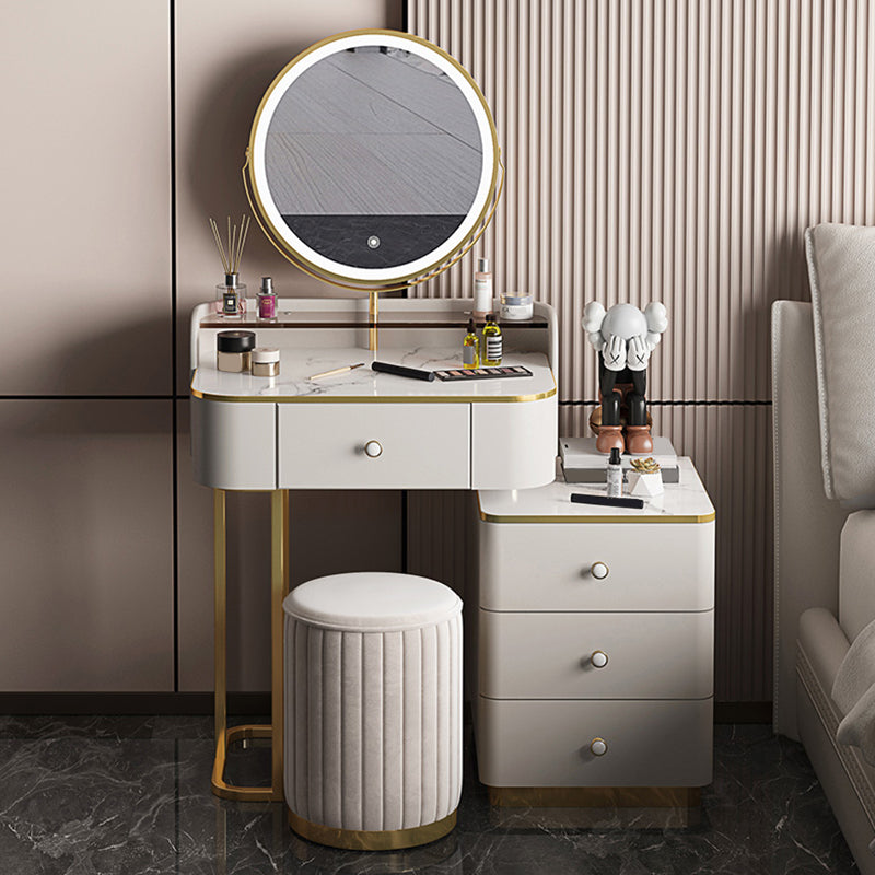 Glam Wooden With Drawer Bedroom Lighted Mirror Make-up Vanity