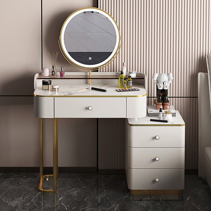 Glam Wooden With Drawer Bedroom Lighted Mirror Make-up Vanity