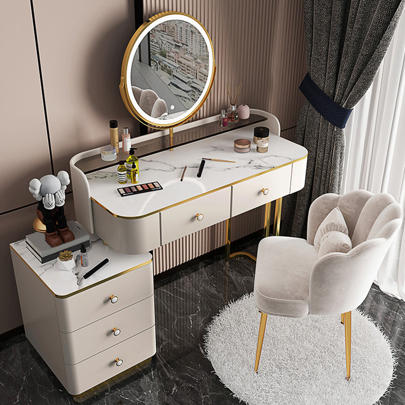 Glam Wooden With Drawer Bedroom Lighted Mirror Make-up Vanity