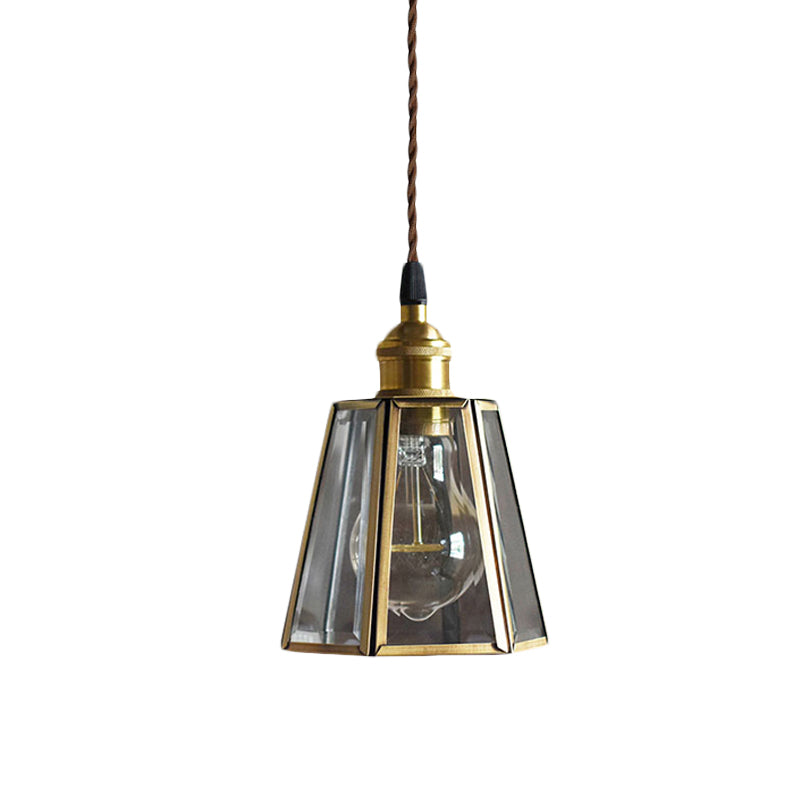 Verre transparent / ambre HEXAGON DROP PENDANT LEIL ANTISED 1 CHEAU COMPLE PLACE LAMPE PLAGE en laiton