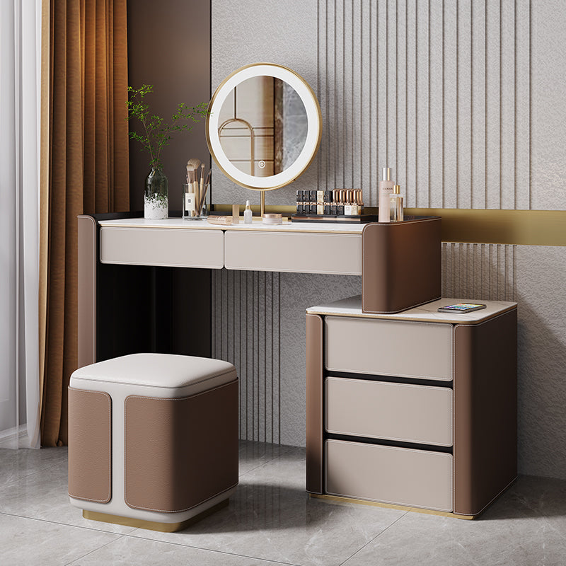 With Drawer Modern Lighted Mirror Bedroom Brown Dressing Table