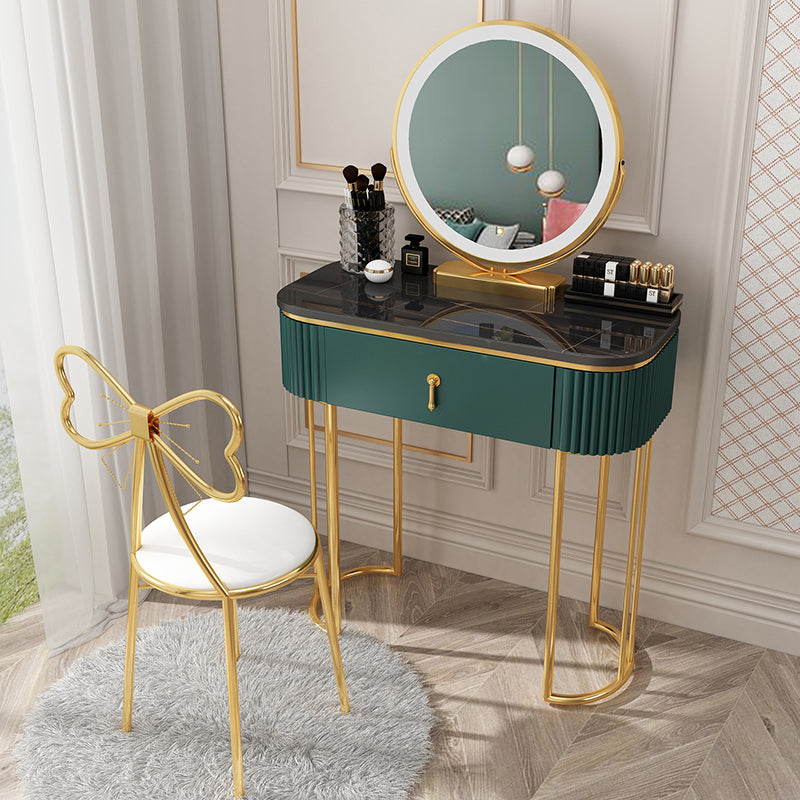 Glam With Drawer Lighted Mirror Bedroom Wooden Dressing Table