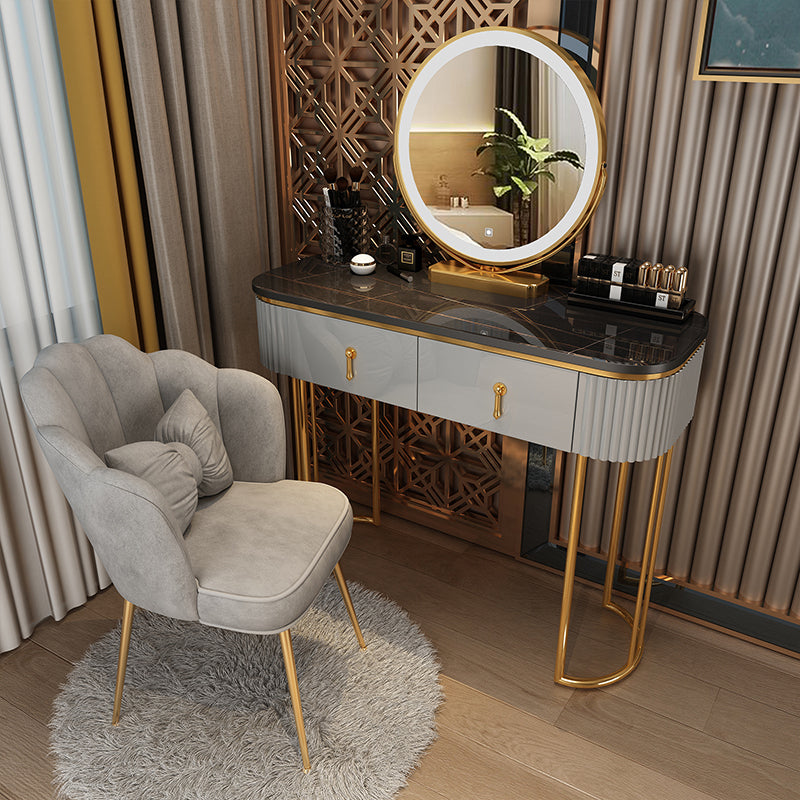 Glam With Drawer Lighted Mirror Bedroom Wooden Dressing Table