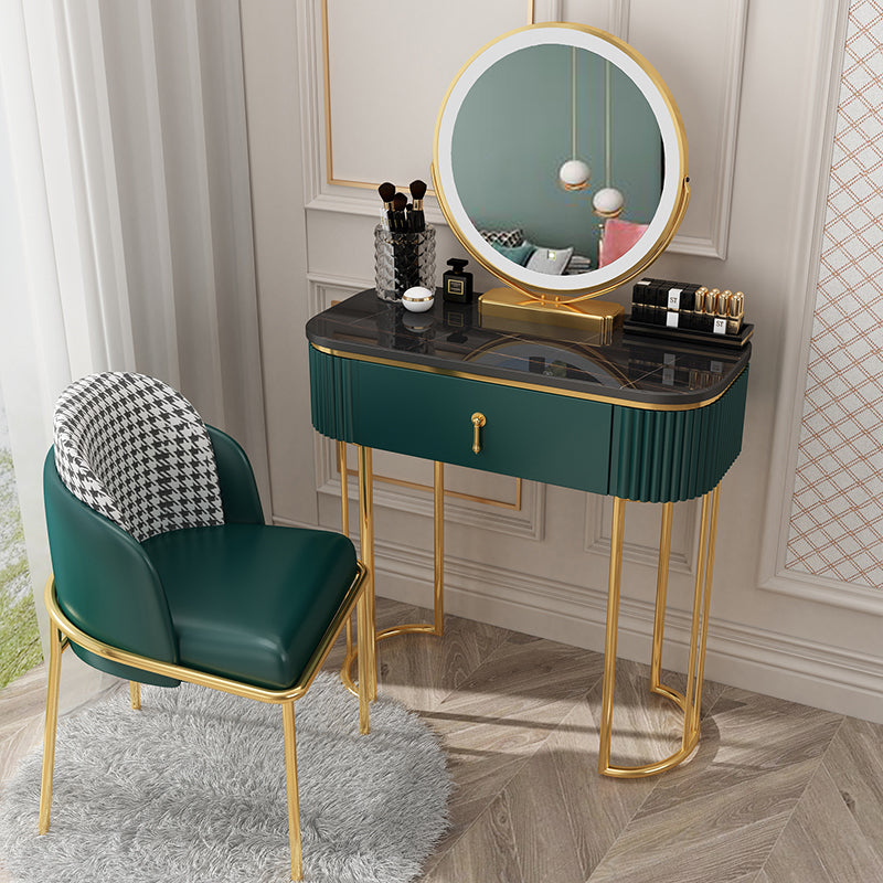 Glam With Drawer Lighted Mirror Bedroom Wooden Dressing Table