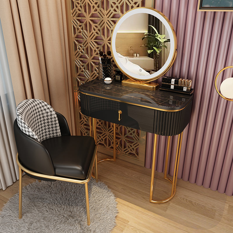 Glam With Drawer Lighted Mirror Bedroom Wooden Dressing Table