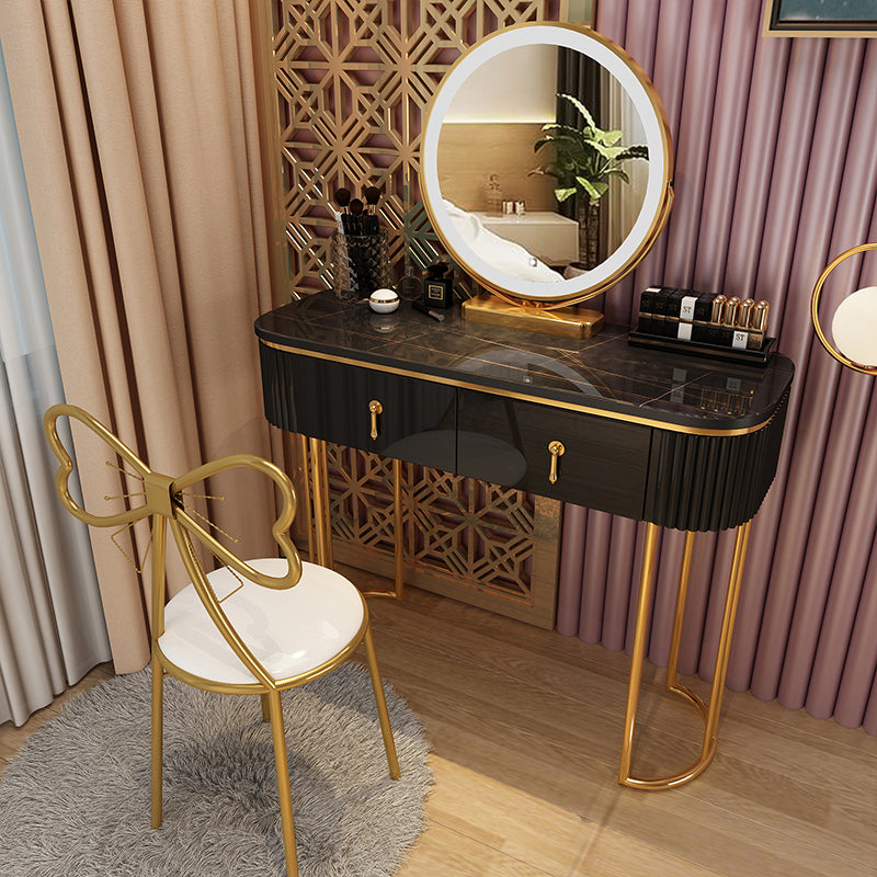 Glam With Drawer Lighted Mirror Bedroom Wooden Dressing Table