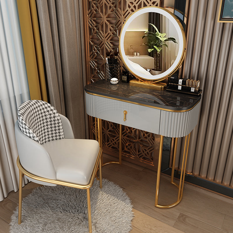 Glam With Drawer Lighted Mirror Bedroom Wooden Dressing Table