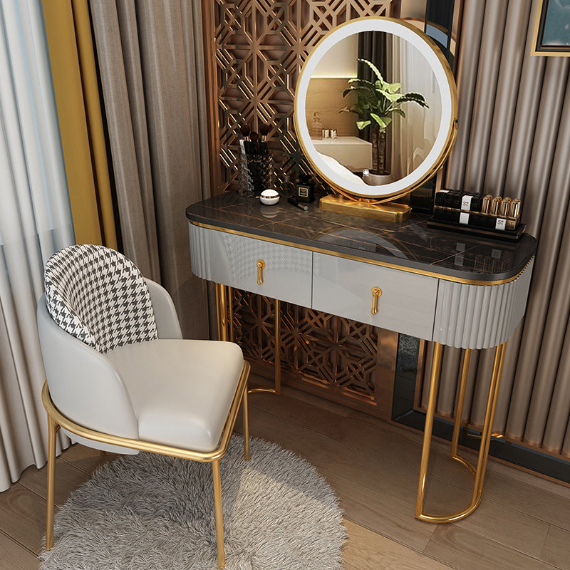 Glam With Drawer Lighted Mirror Bedroom Wooden Dressing Table