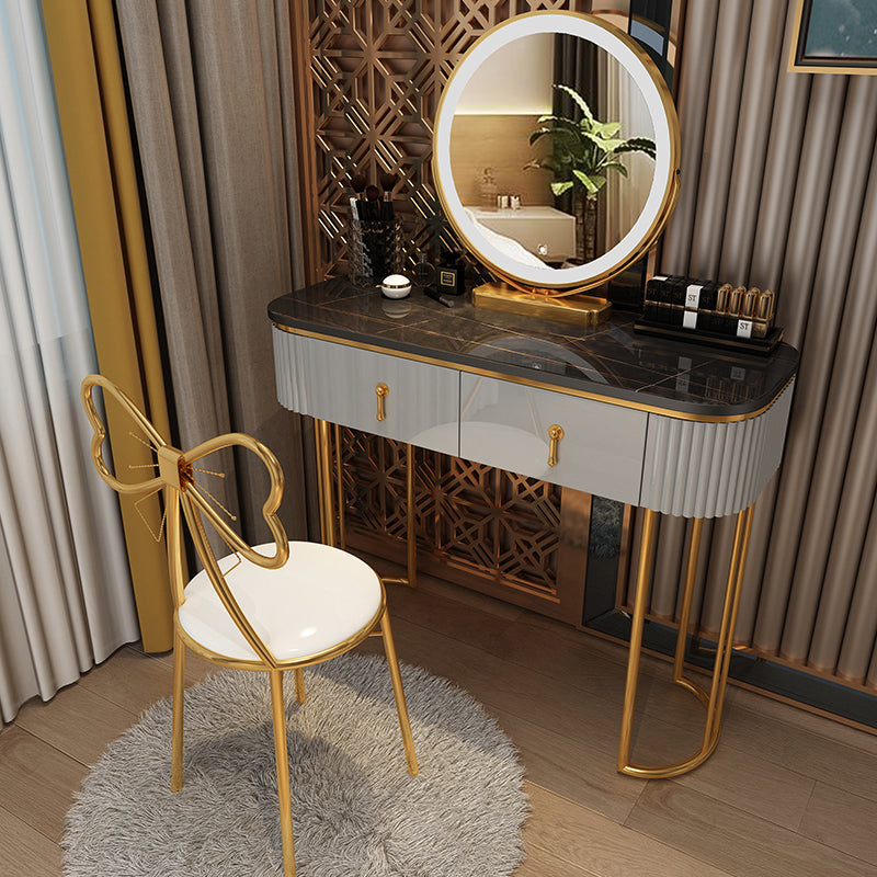 Glam With Drawer Lighted Mirror Bedroom Wooden Dressing Table