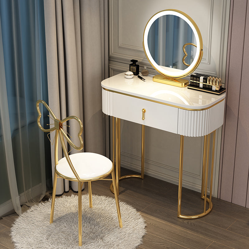 Glam With Drawer Lighted Mirror Bedroom Wooden Dressing Table