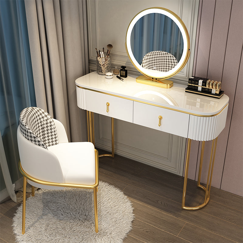 Glam With Drawer Lighted Mirror Bedroom Wooden Dressing Table