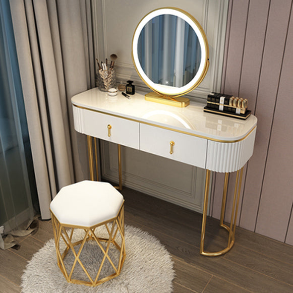 Glam With Drawer Lighted Mirror Bedroom Wooden Dressing Table