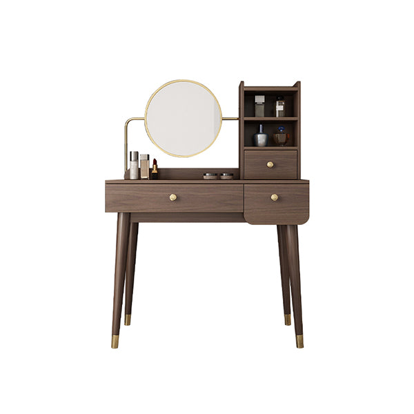 Standing Mid-Century Modern Wood Lighted Mirror Vanity Dressing Table