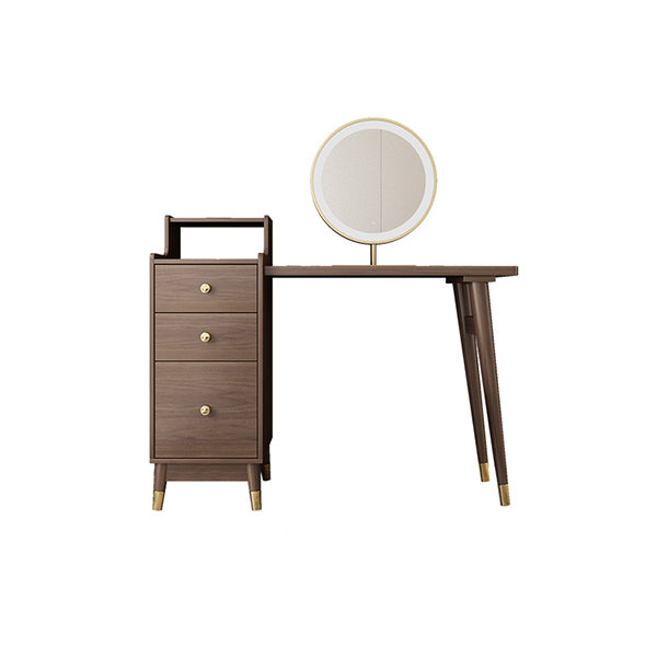 Standing Mid-Century Modern Wood Lighted Mirror Vanity Dressing Table