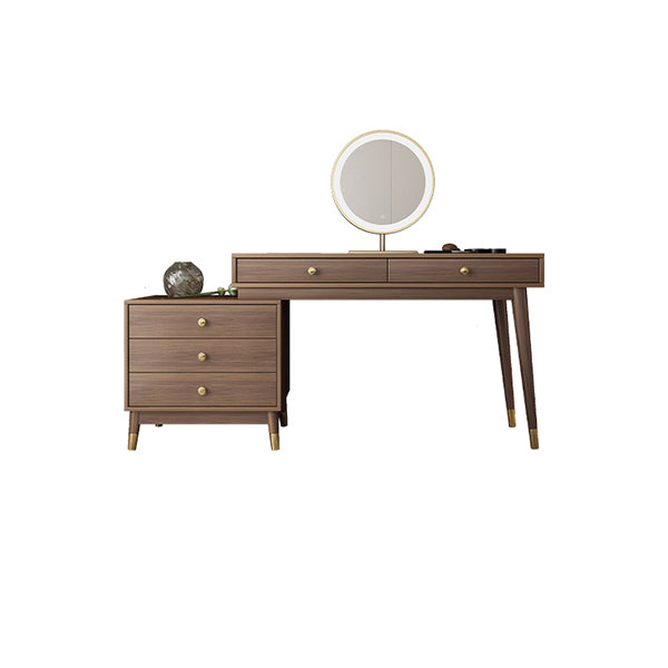 Standing Mid-Century Modern Wood Lighted Mirror Vanity Dressing Table