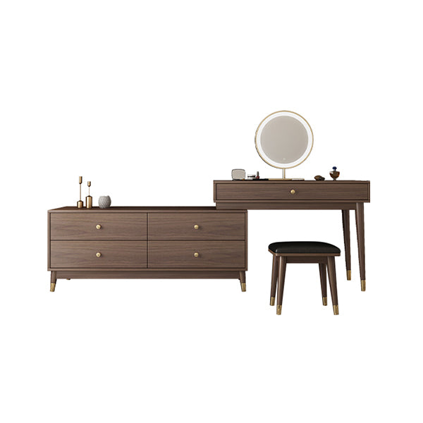 Standing Mid-Century Modern Wood Lighted Mirror Vanity Dressing Table