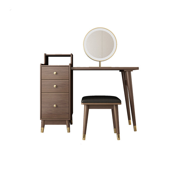 Standing Mid-Century Modern Wood Lighted Mirror Vanity Dressing Table