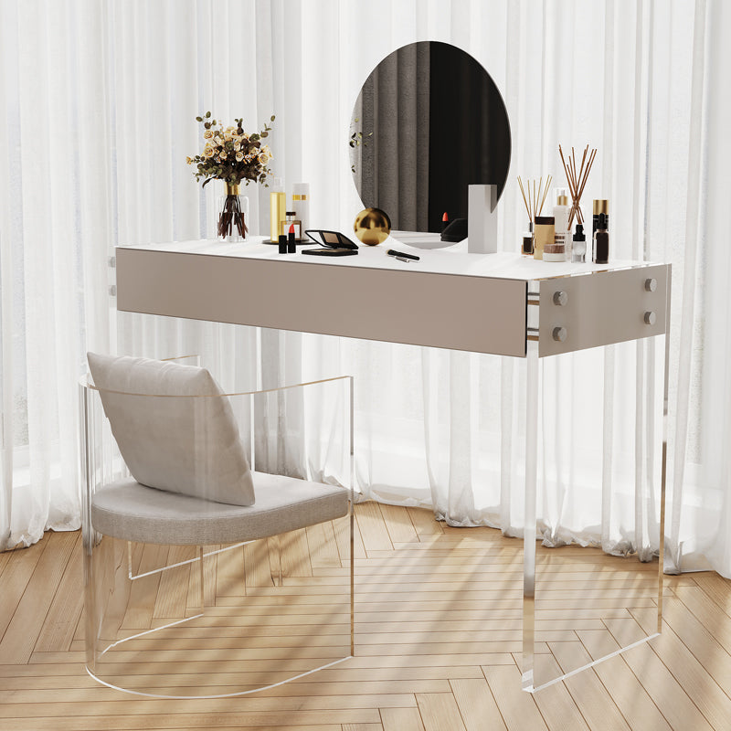 Plastic White Modern Drawers Included Vanity Dressing Table with Mirror