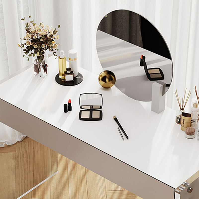 Plastic White Modern Drawers Included Vanity Dressing Table with Mirror