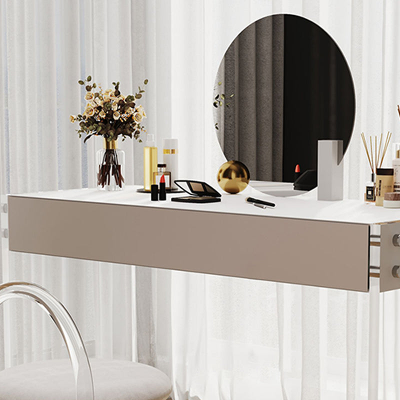 Plastic White Modern Drawers Included Vanity Dressing Table with Mirror